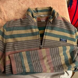 L.L. Bean Men's Striped Quarter Zip Sweater - Multicolor